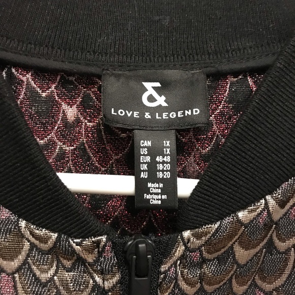 Gold embellished, feather printed Bomber Jacket - Picture 2 of 4